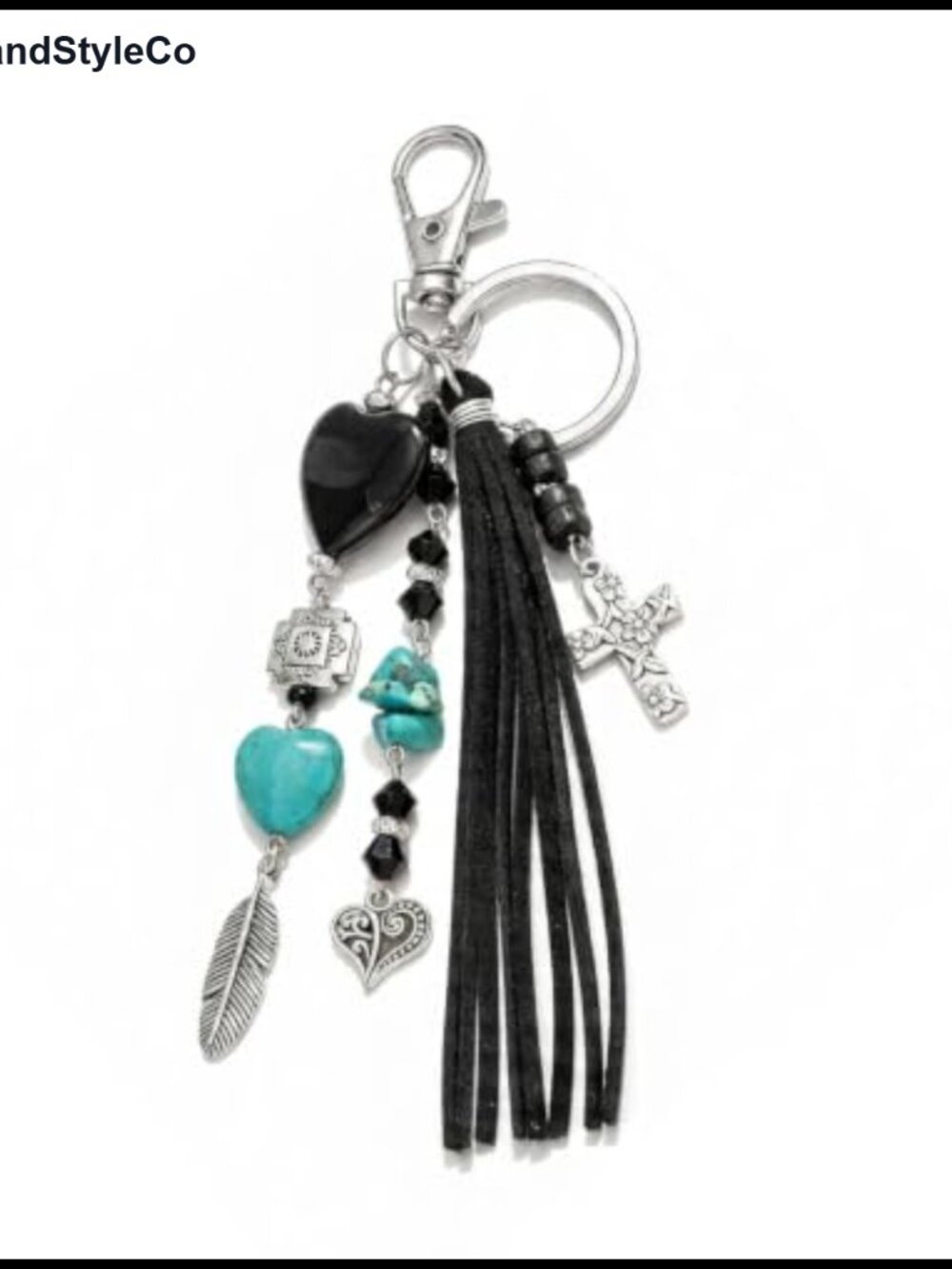 Leather Western Keychain Turquoise Cross Bag Charm Purse Accessory